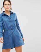 Uncivilised Denim Playsuit - Blue