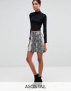 Asos Tall Snake Print Pu Mini Skirt - Multi