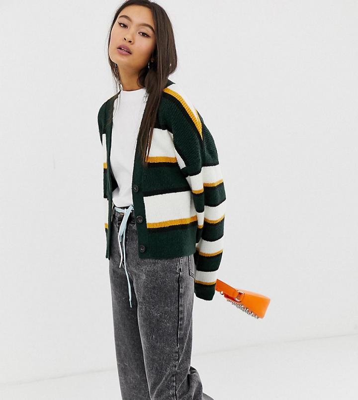 Collusion Stripe Boxy Cardigan-multi