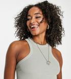Topshop Tall Premium Basic Contrast Seam Racer Tank Top In Sage-green