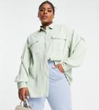 Extro & Vert Plus Pleated Oversized Shirt In Leaf Green