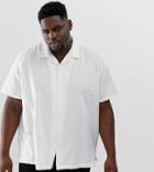 Asos Design Plus Oversized Linen Shirt With Revere Collar In White - White