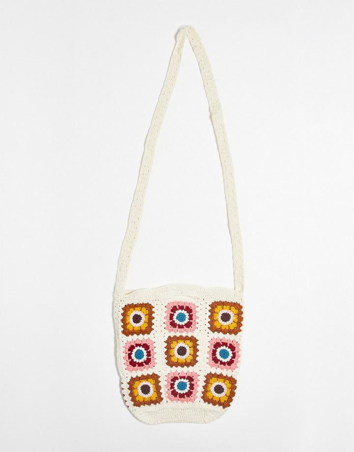 Asos Design Handmade Cross Body Bag In Multicolored Crochet