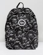 Hype Backpack In Black With Floral Print - Black