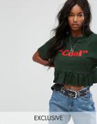 Milk It Vintage Frill Hem Cool T-shirt - Green