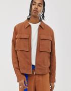 Asos White Two-piece Harrington Jacket In Rich Tan Linen - Brown