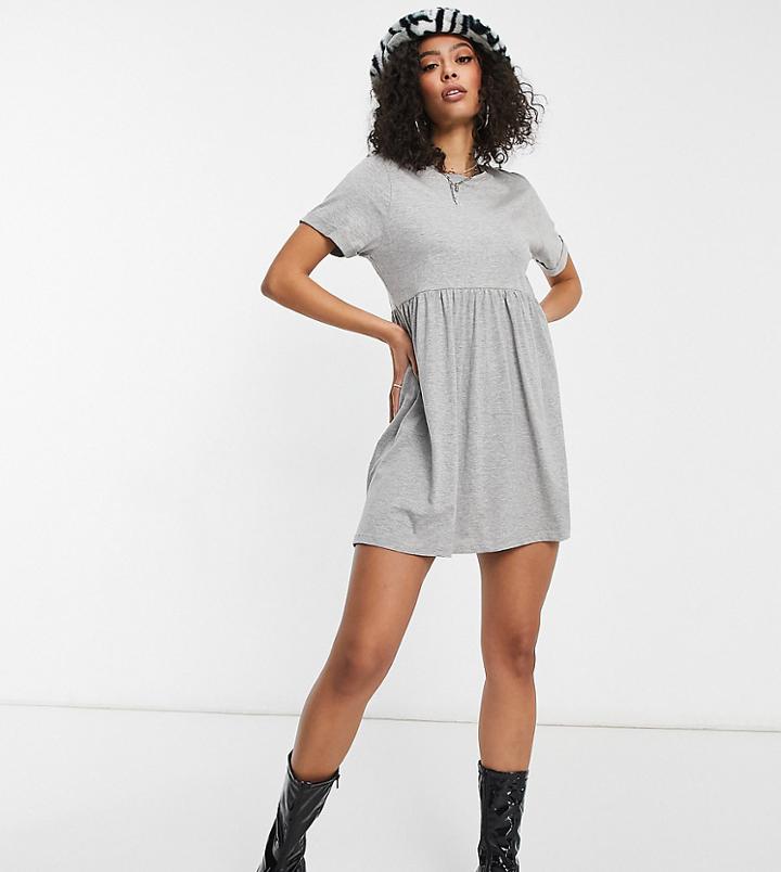 Brave Soul Tall Lara Smock Dress In Gray-grey