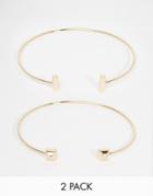Orelia Geo Open Bangle Two Pack - Pale Gold
