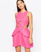 Aqaq Daria Mini Dress With Pleat Front - Pretty Pink