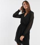 Vero Moda Tall Waisted Smock Mini Dress In Black