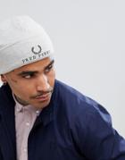 Fred Perry Jersey Logo Beanie Hat In Gray - Gray