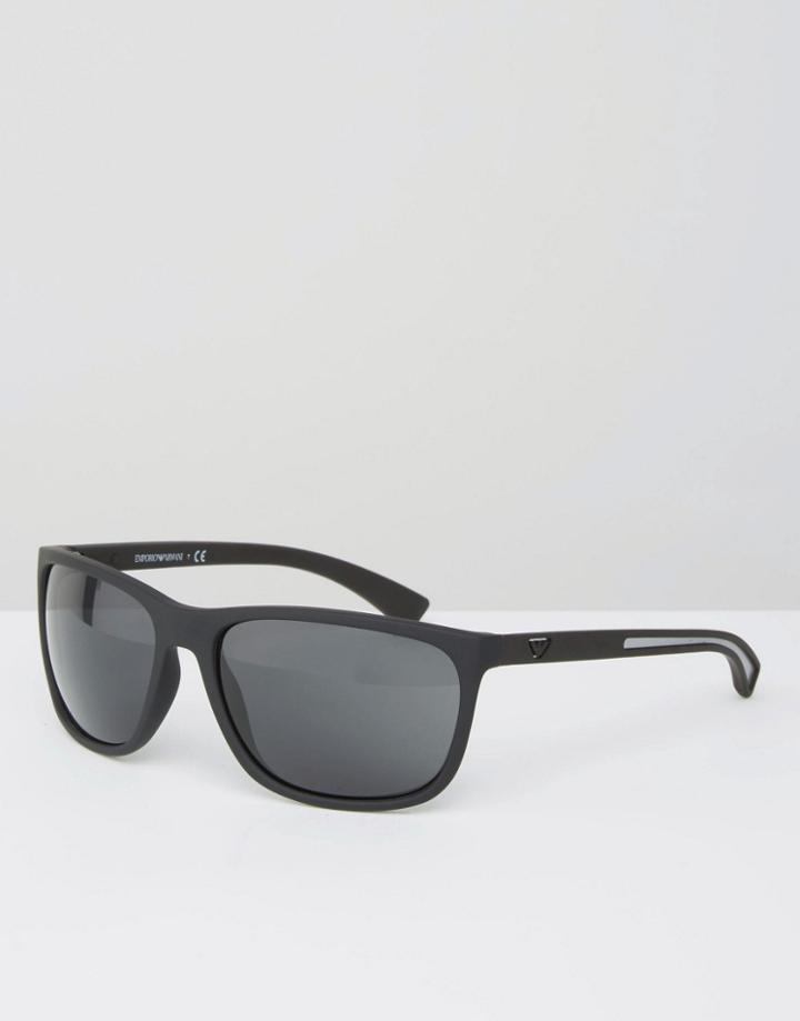Emporio Armani Square Sunglasses In Matte Black - Black