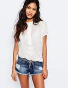Star Mela Bruna Open Front Embroidered Blouse - Ecru