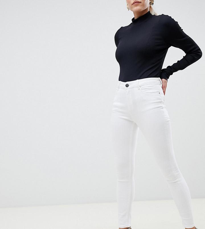 Asos Design Petite Ridley High Waisted Skinny Jeans In Optic White