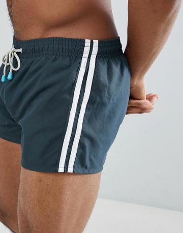 Oiler & Boiler Swim Shorts Side Stripe - Black