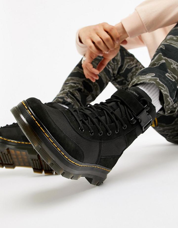 Dr Martens Combs Tech Tie Boots In Black - Black