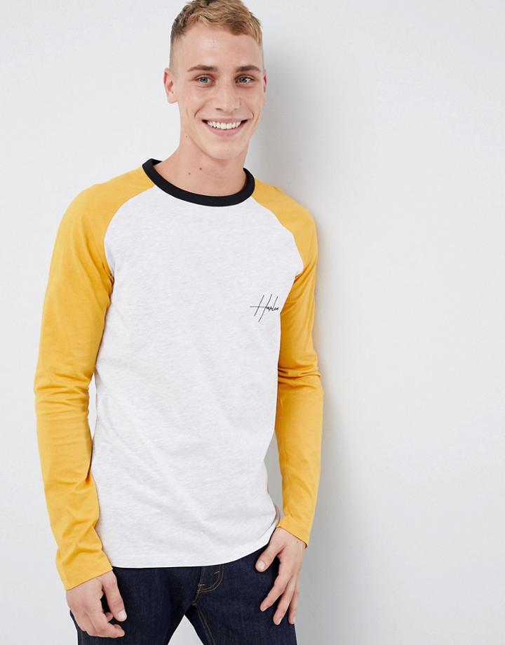 New Look Long Sleeve Raglan T-shirt With Harlem Embroidery In Gray - Gray