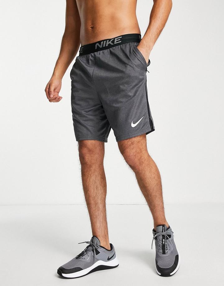 Nike Training Dri-fit Knit Veneer Shorts In Black Heather