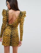 Asos Leopard Print Open Back Mini Dress - Multi