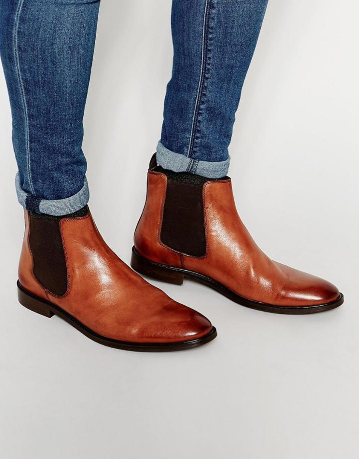 Dune Chelsea Boot In Tan Leather - Tan