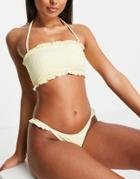 Accessorize Bandeau Bikini Top In Lemon Gingham-yellow