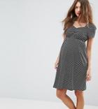 New Look Maternity Sweetheart Neckline Spot Dress - Black