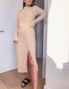 Asos Design Maxi Dress With Asym Button Placket In Oatmeal-neutral
