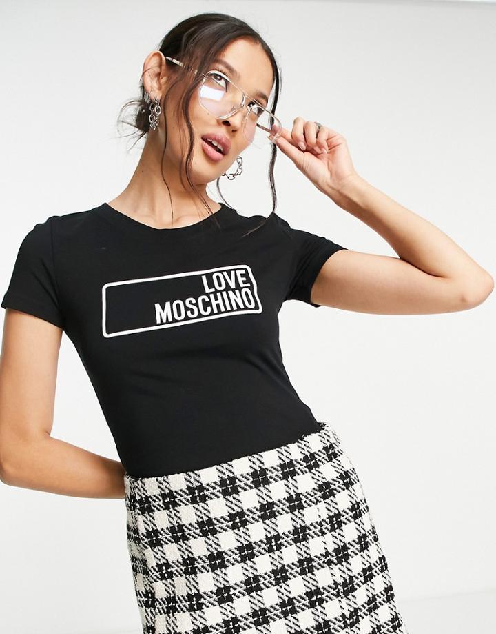 Love Moschino Classic Box Logo T-shirt In Black