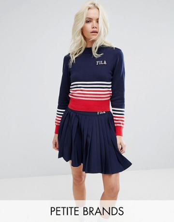 Fila Petite Stripe Detail Crop Sweater - Multi