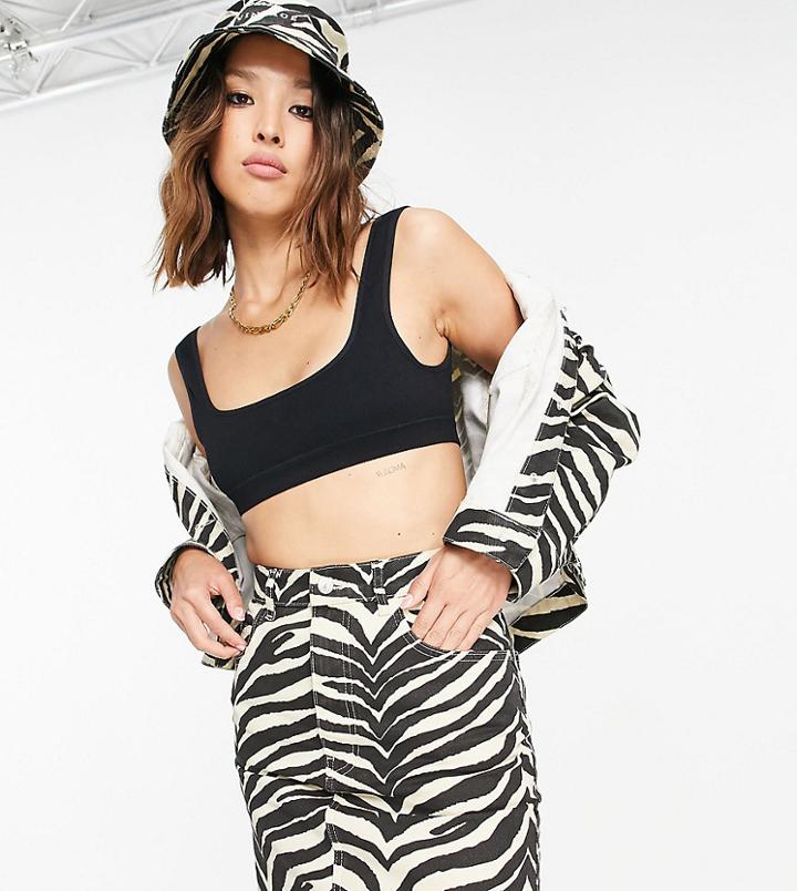 Reclaimed Vintage Inspired Mom Denim Skirt In Zebra Print - Part Of Set-multi