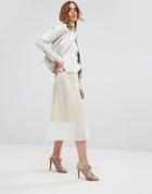 Sisley Pleated Midi Skirt - Beige