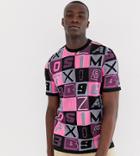 Asos Design Tall Knitted T-shirt In Letter Design-pink