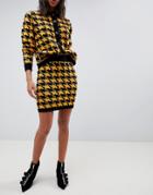 Asos Design Houndstooth Mini Skirt - Multi