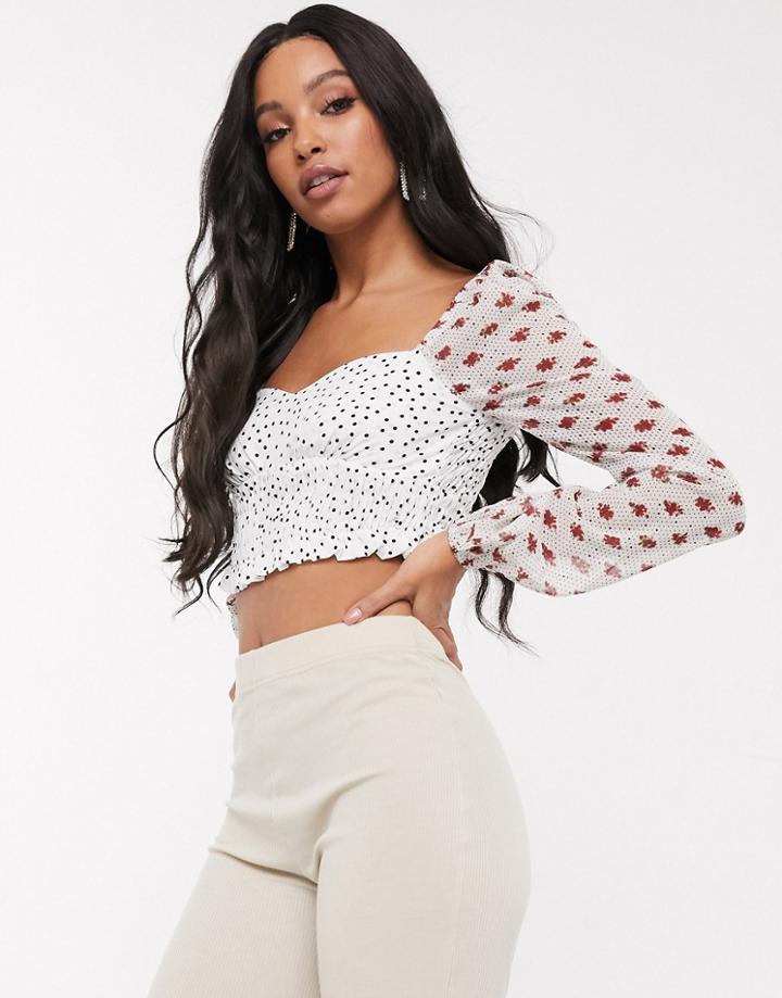 Pretty Darling Mix And Match Shirred Crop Top-multi