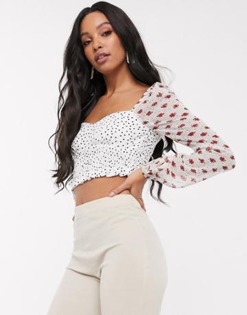 Pretty Darling Mix And Match Shirred Crop Top-multi