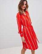 Y.a.s Striped Shirt Dress - Red