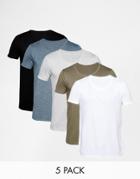 Asos T-shirt With Scoop Neck 5 Pack - Multi