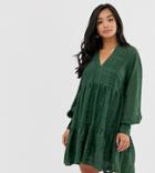 Y.a.s Petite Check Mini Smock Dress-green