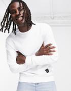 Armani Exchange Small Logo Pima Cotton Sweatshirt In White