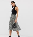 Missguided Pleated Midi Skirt In Polka Dot - Black