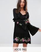Asos Tall Ultimate Mini Embroidered Smock Dress - Multi