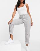 Asos Design Hourglass High Rise 'slouchy' Mom Jeans In Gray-grey