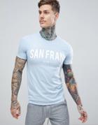 Boohooman T-shirt With San Francisco Print In Blue - Blue