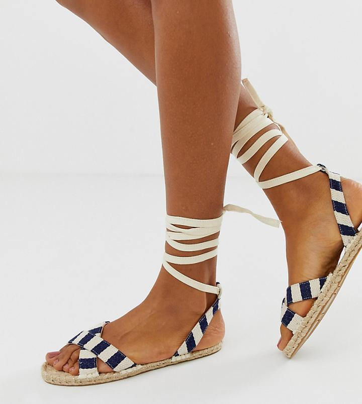 Asos Design Jala Espadrille Flat Sandals-blue