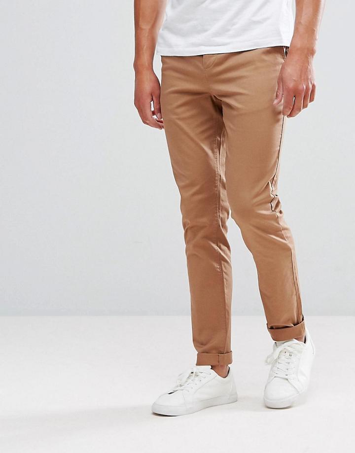 Asos Skinny Chinos In Camel - Brown