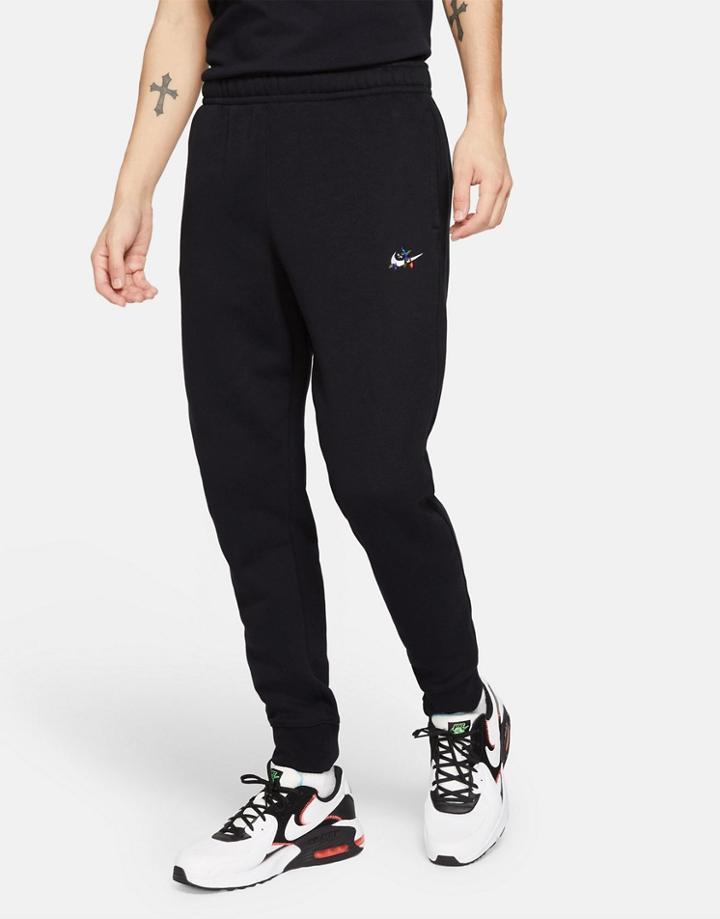 Nike Logo Twist Pack Embroidered Logo Cuffed Sweatpants In Black