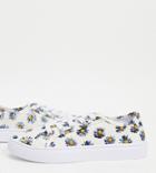 Asos Design Wide Fit Dizzy Lace Up Sneakers In Daisy Print-multi