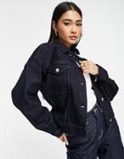 Aligne Organic Cotton Oversized Cropped Denim Jacket In Dark Indigo-blue