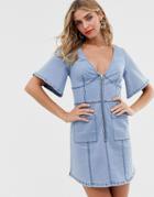 Finders Keepers Claudia Denim Midi Dress-blue