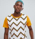 Sacred Hawk T-shirt In Yellow Zig Zag Stirpe - Yellow